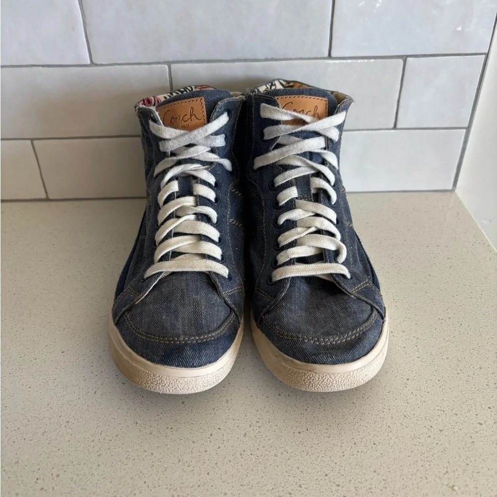 Coach  Ellis Denim Poppy High Top Women Sneakers Shoes Size 7 B